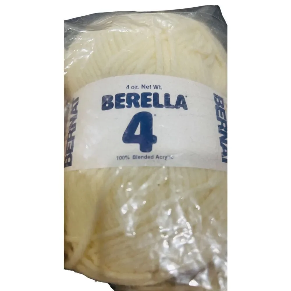 Berella by Bernat 4 Knitting Worsted Gauge Yarn Natural 4oz 4pc acrylic col8940